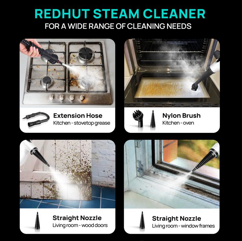Redhut [2025] Pressurized Handheld Multi.Surface Natural Steam Cleaner with 12 pcsAccessories Powerful, Chemical-Free, Steamerfor Home And Car, Cleaning Washing MachineAir Conditioner, Kitchen, SummercleanAppliances Tool Household